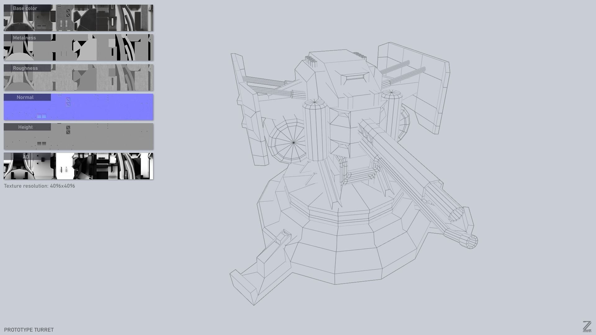 Prototype turret Low-poly 3D model_2