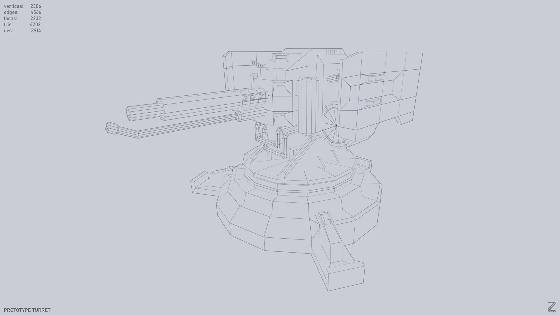 Prototype turret Low-poly 3D model_8