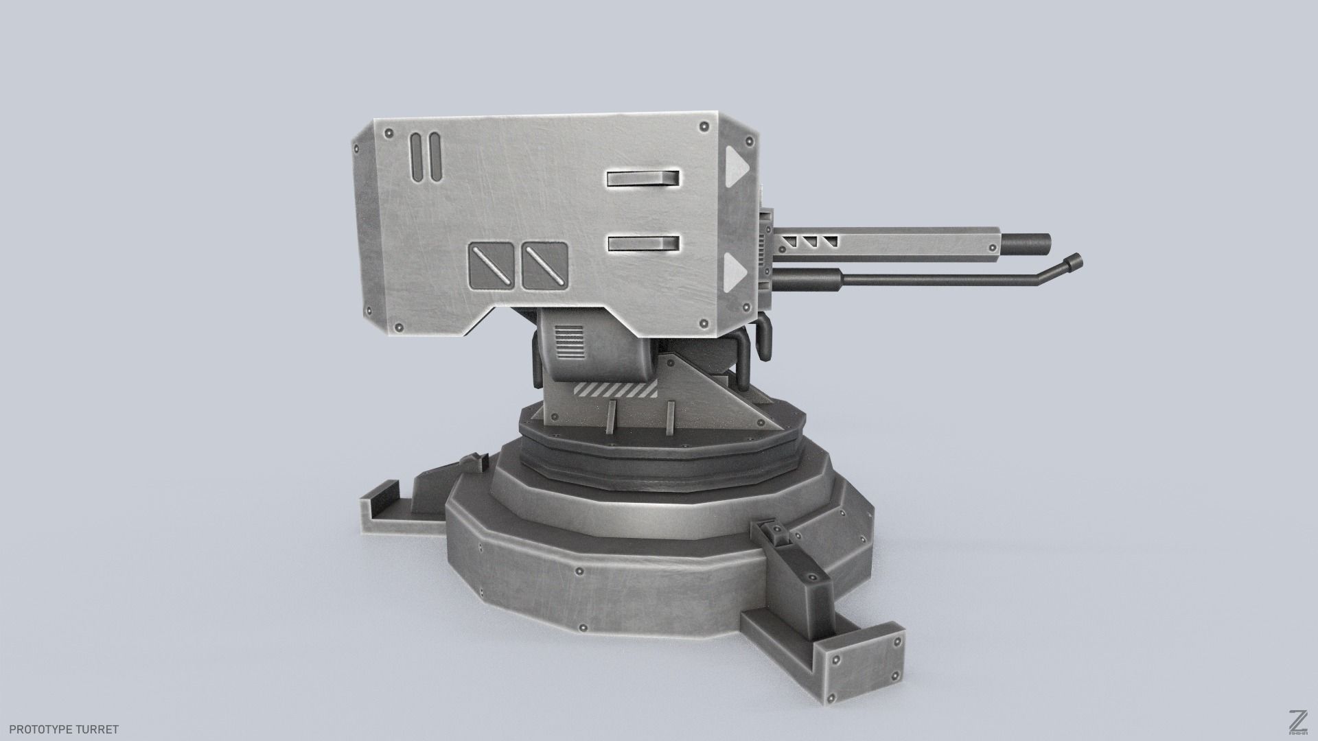 Prototype turret Low-poly 3D model_6