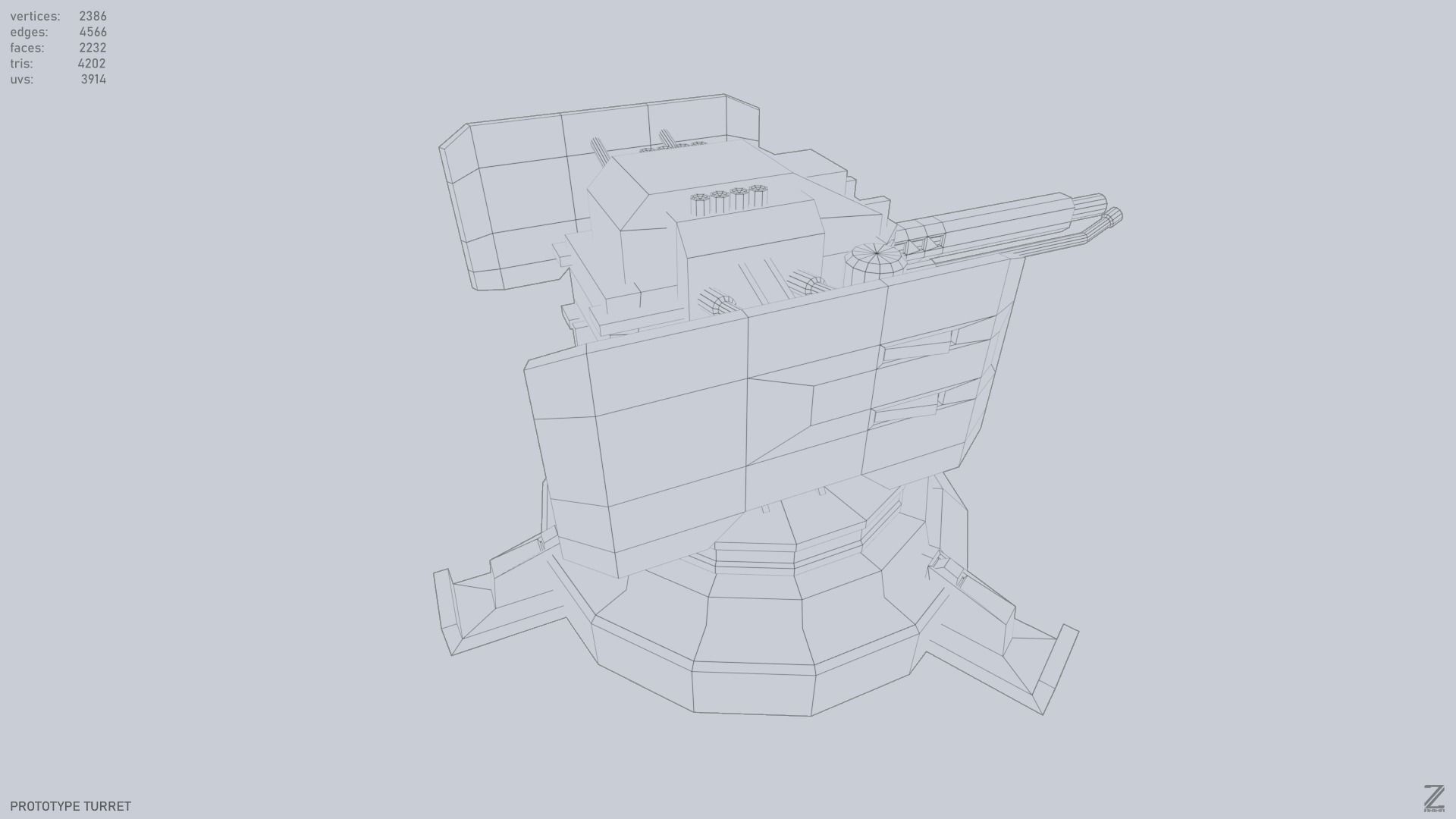 Prototype turret Low-poly 3D model_12