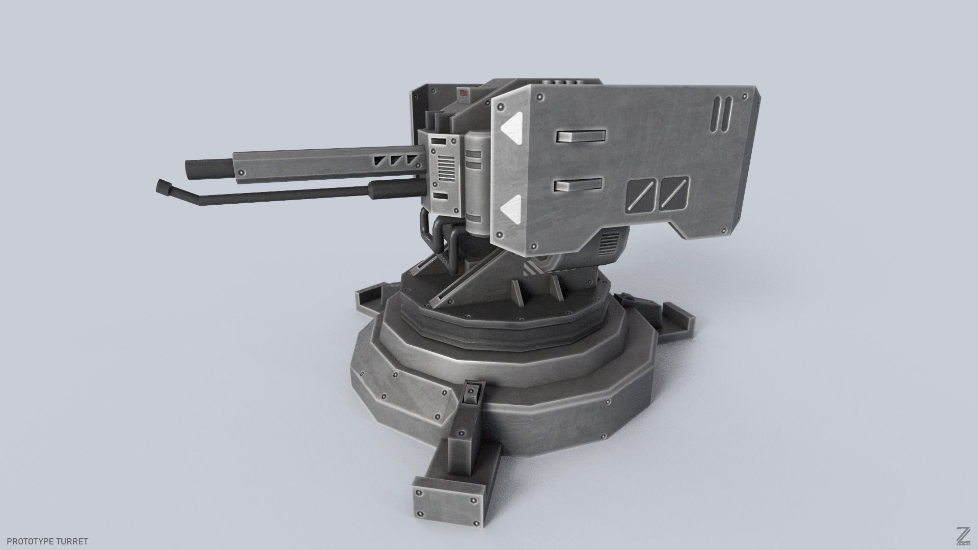 Prototype turret Low-poly 3D model_1