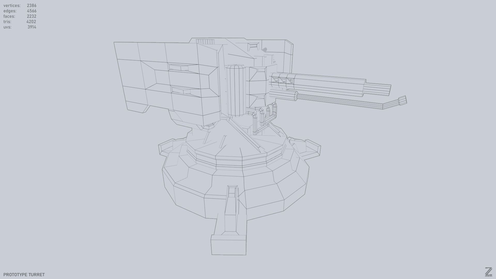 Prototype turret Low-poly 3D model_13