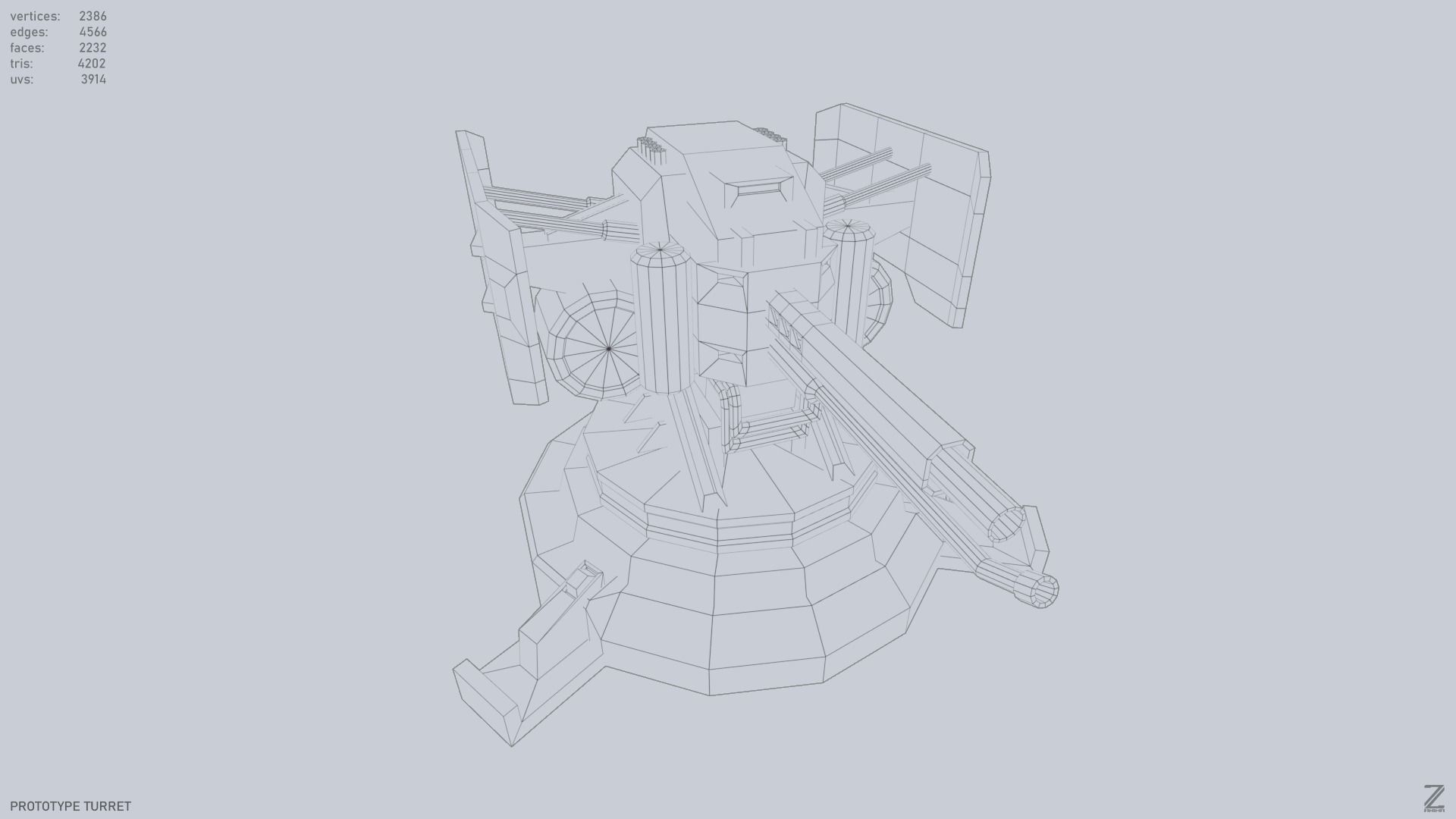 Prototype turret Low-poly 3D model_14