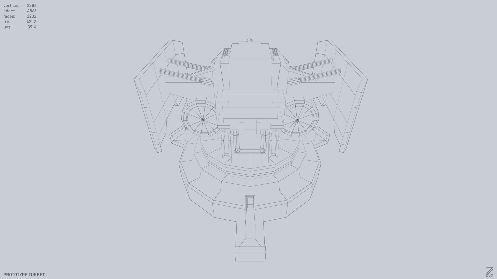 Prototype turret Low-poly 3D model_11