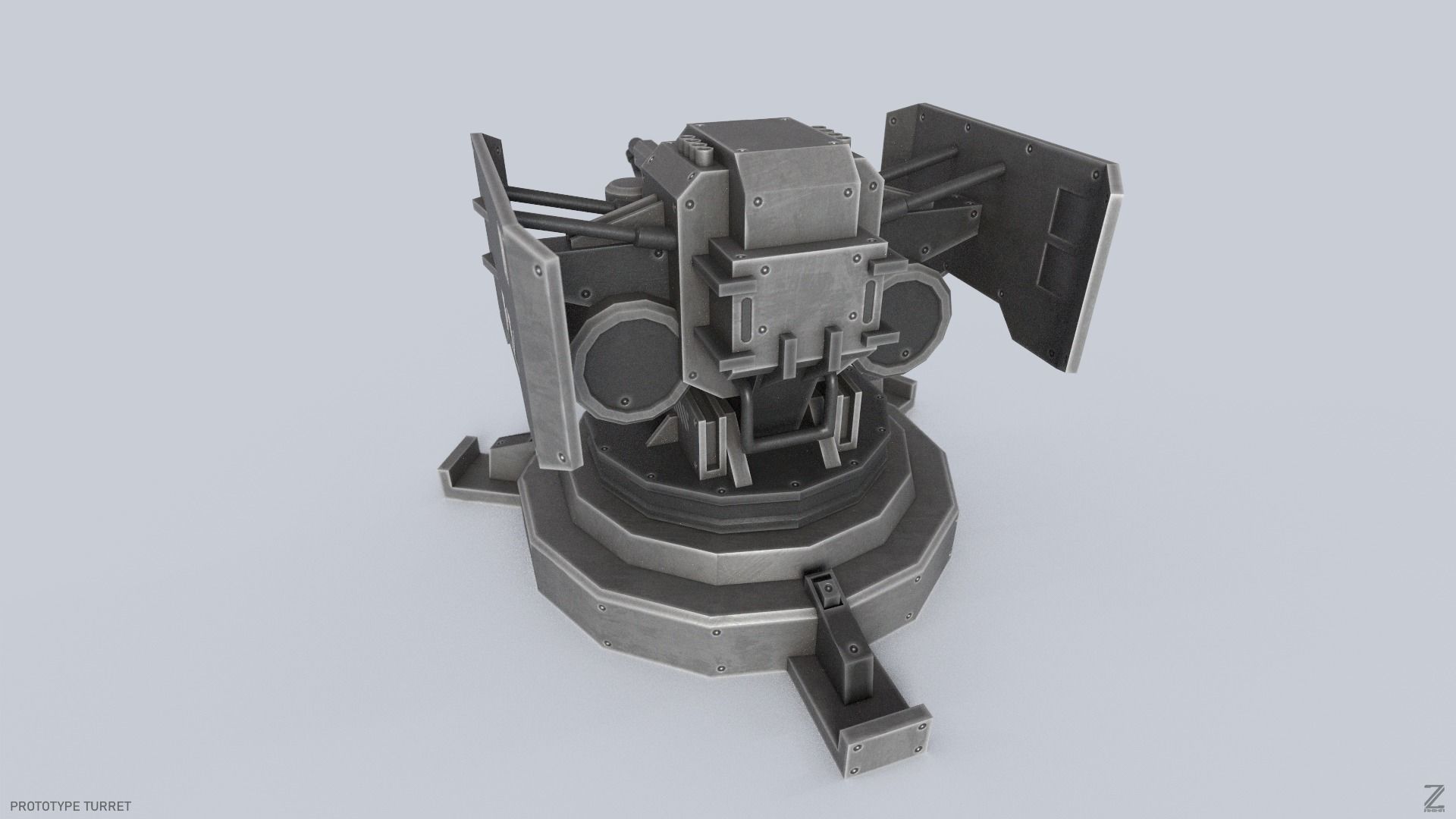Prototype turret Low-poly 3D model_4