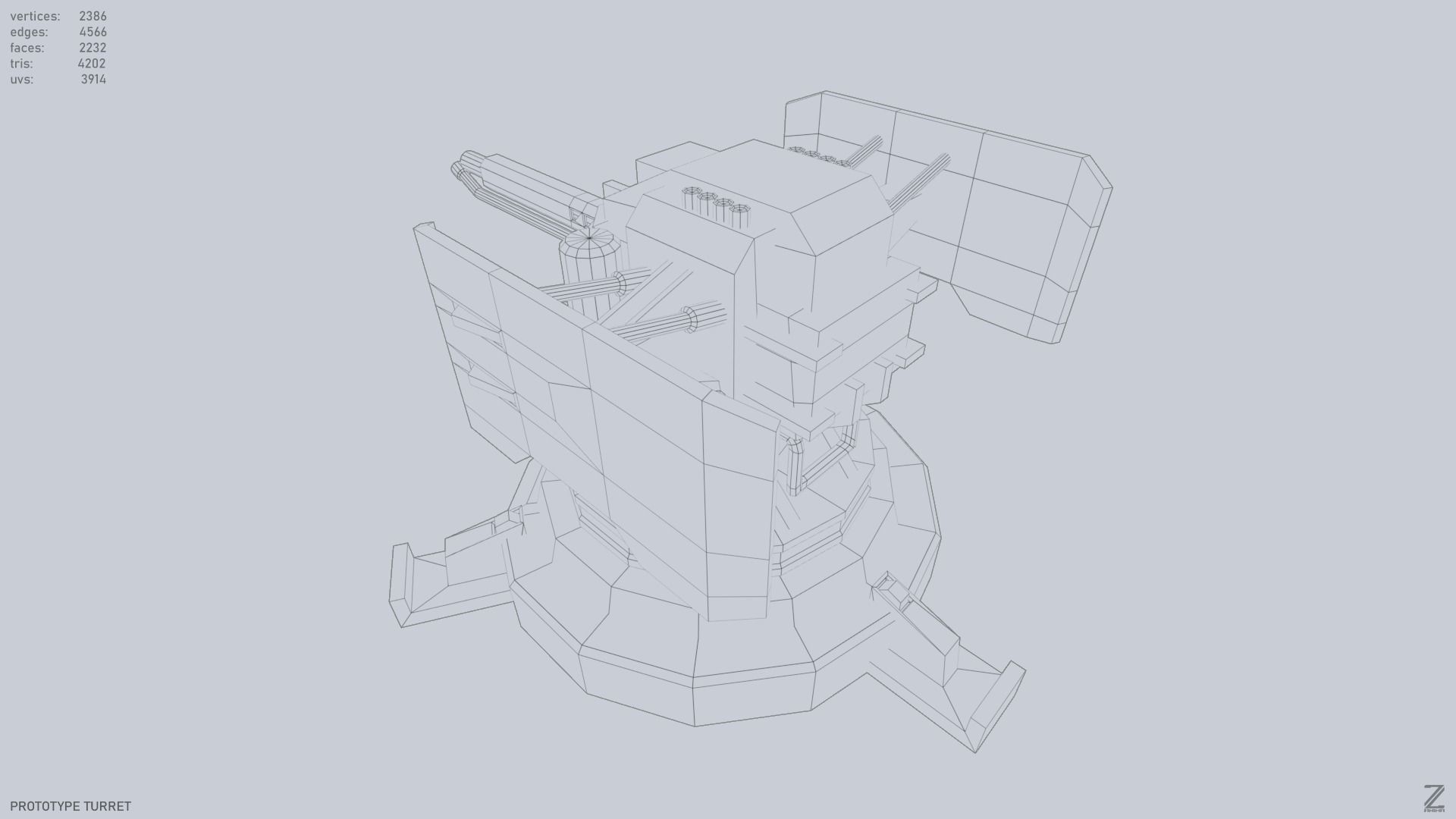 Prototype turret Low-poly 3D model_10