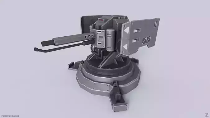 Prototype turret Low-poly 3D model