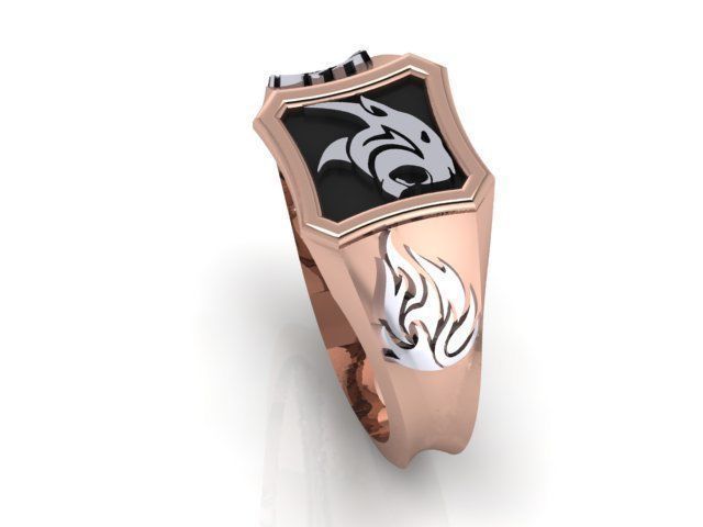 ELEGANT TIGER FACE GENTS RING  3D print model_1