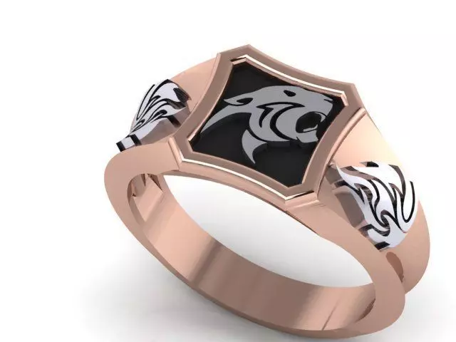 ELEGANT TIGER FACE GENTS RING  3D print model_0