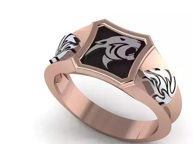 ELEGANT TIGER FACE GENTS RING  3D print model