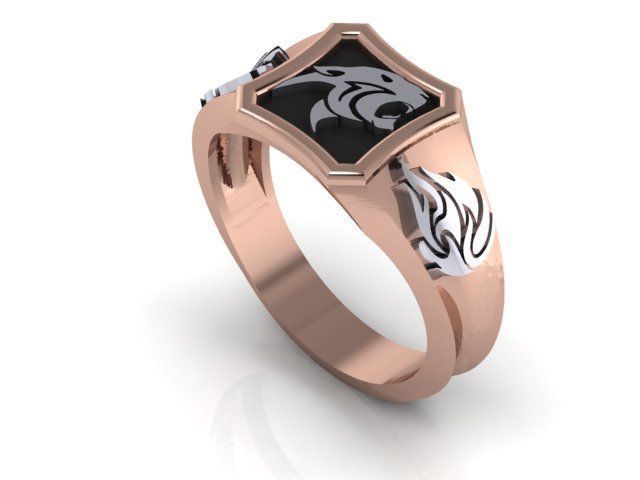 ELEGANT TIGER FACE GENTS RING  3D print model_3