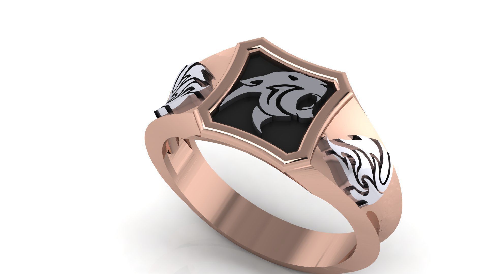ELEGANT TIGER FACE GENTS RING  3D print model_7