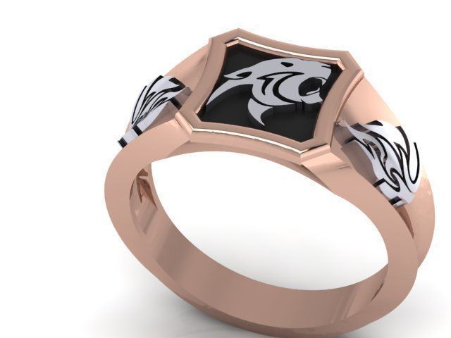 ELEGANT TIGER FACE GENTS RING  3D print model_2
