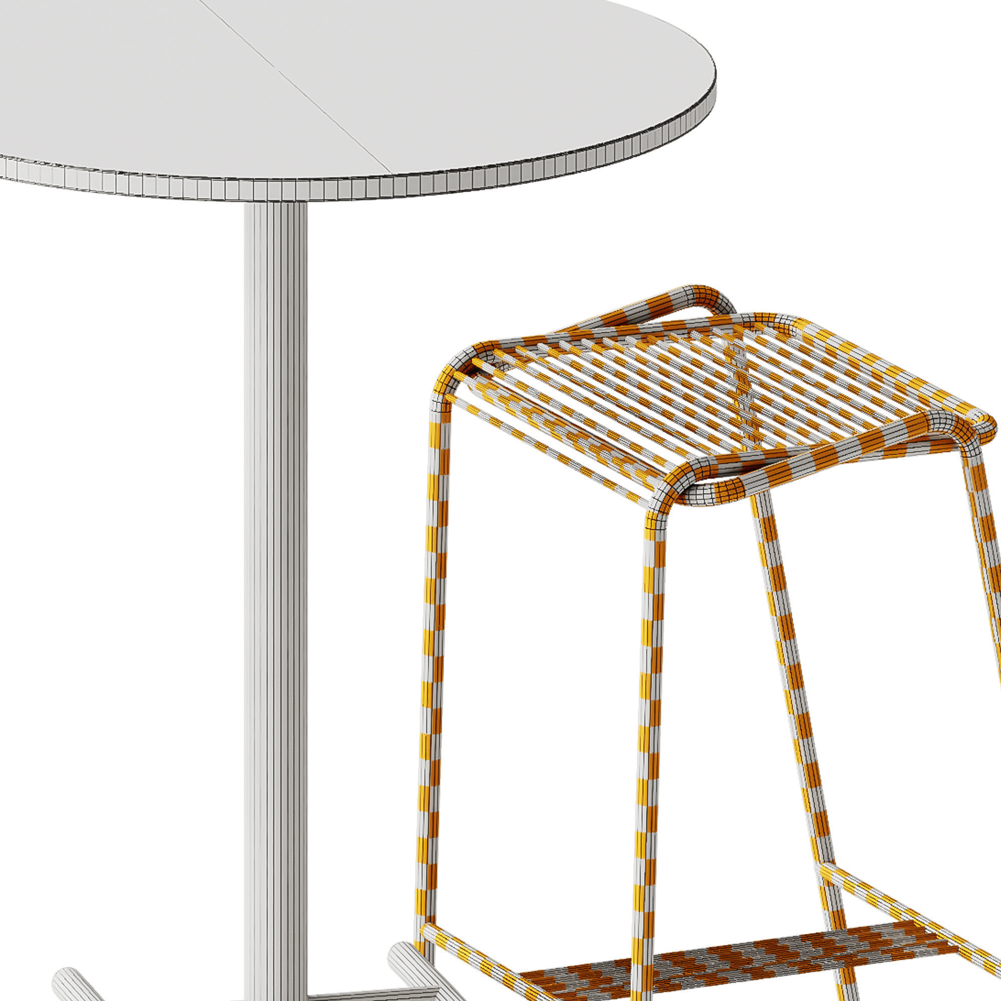Casual Round High table by Bene and LeTube Bar 2 Stool by Artu 3D model_7