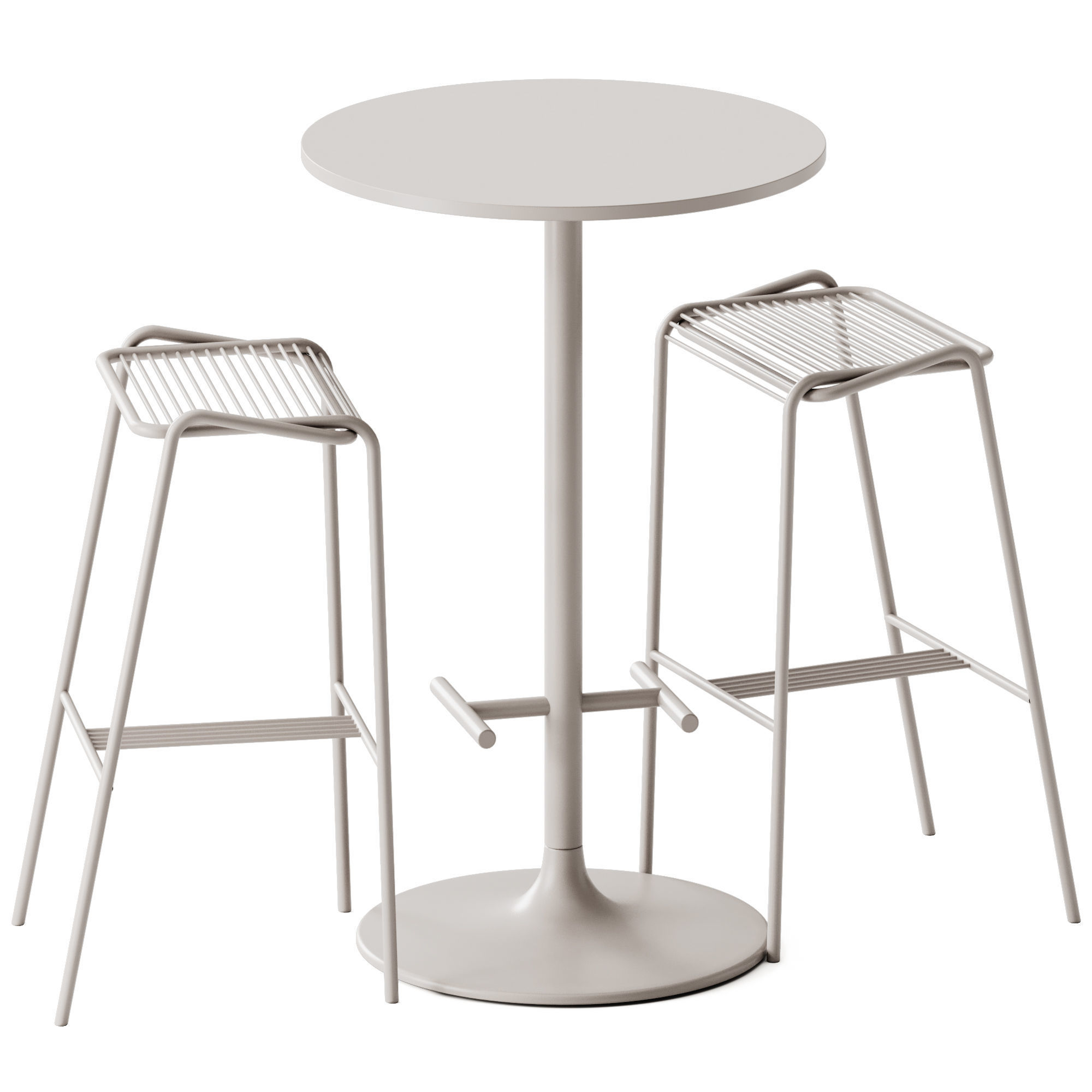 Casual Round High table by Bene and LeTube Bar 2 Stool by Artu 3D model_1