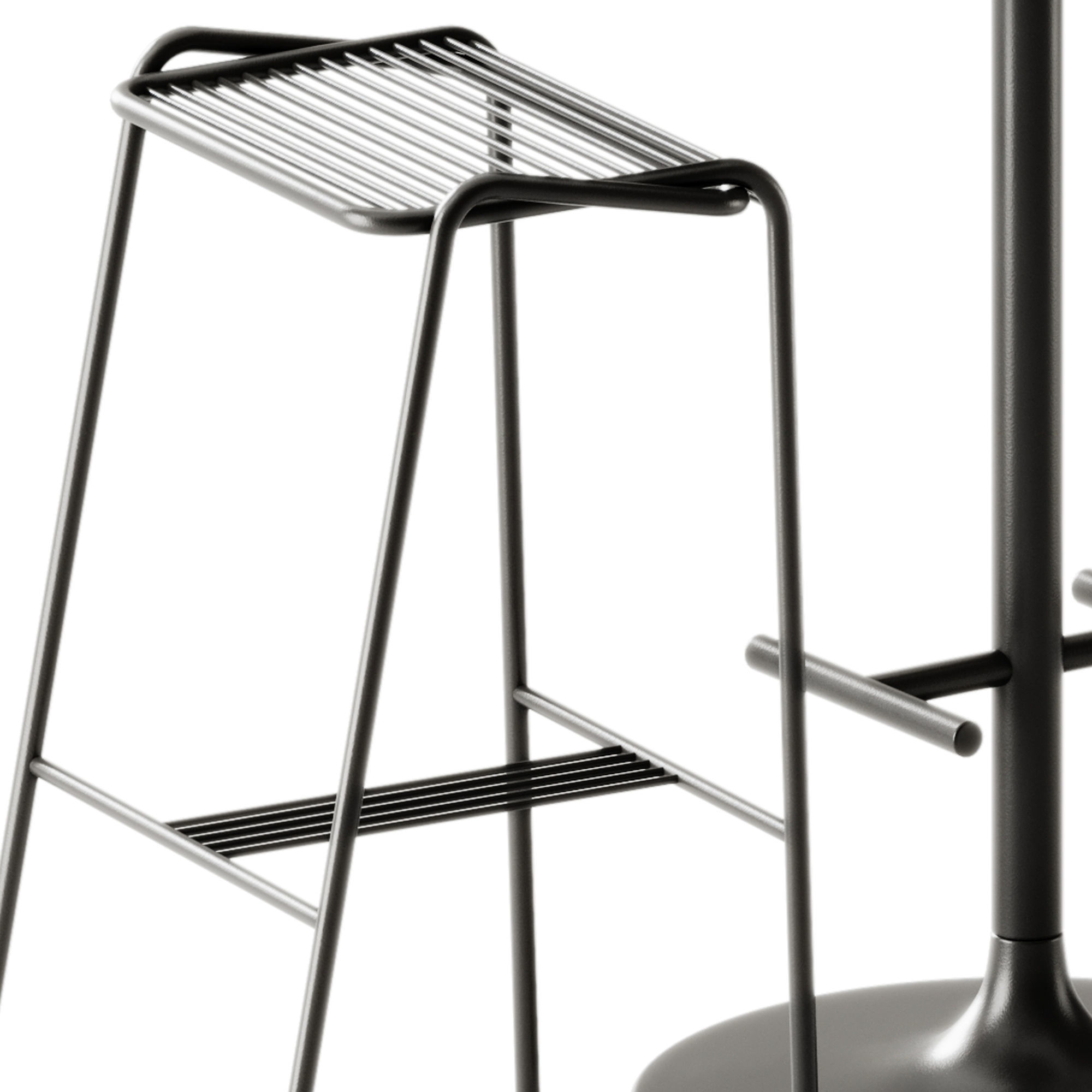 Casual Round High table by Bene and LeTube Bar 2 Stool by Artu 3D model_4