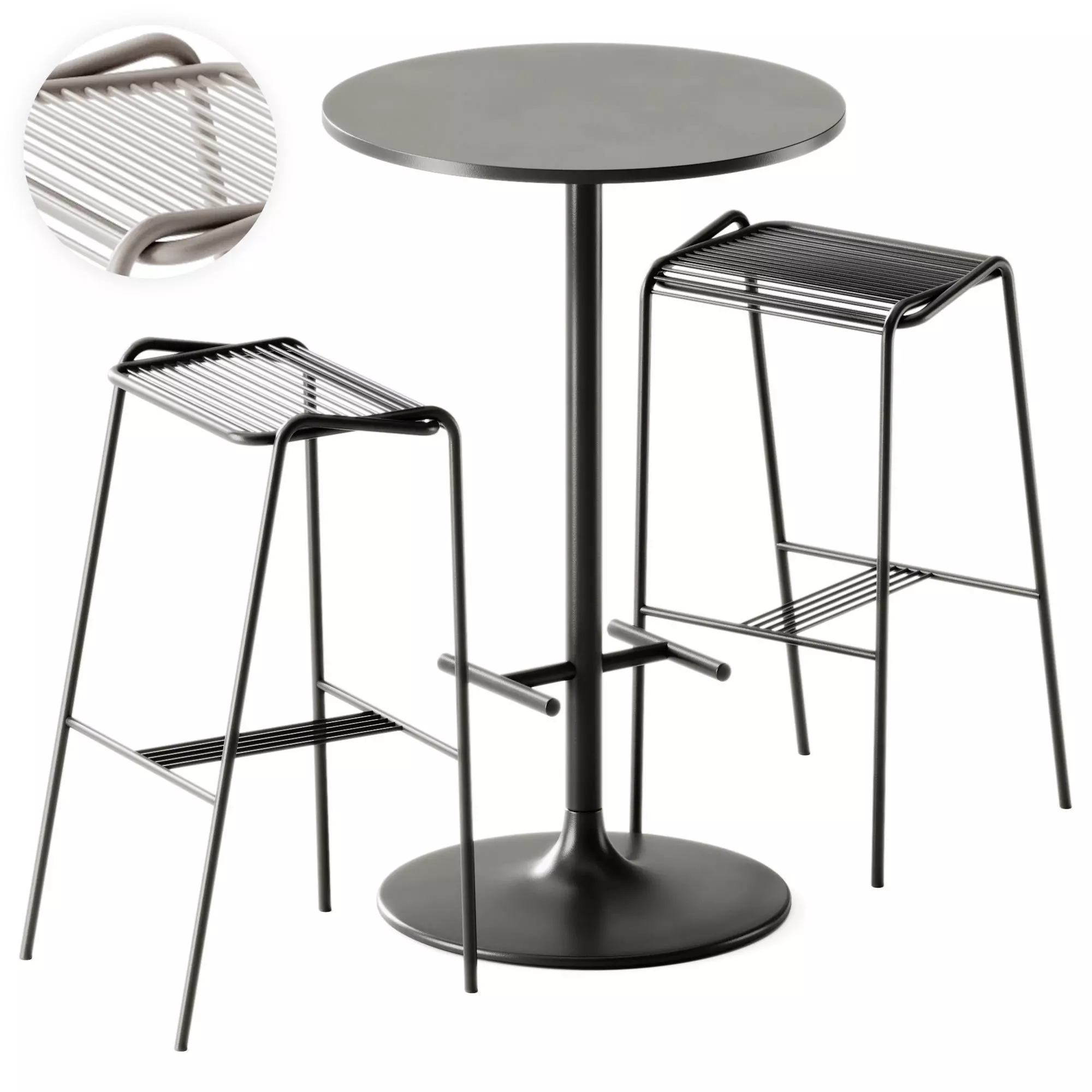 Casual Round High table by Bene and LeTube Bar 2 Stool by Artu 3D model_0