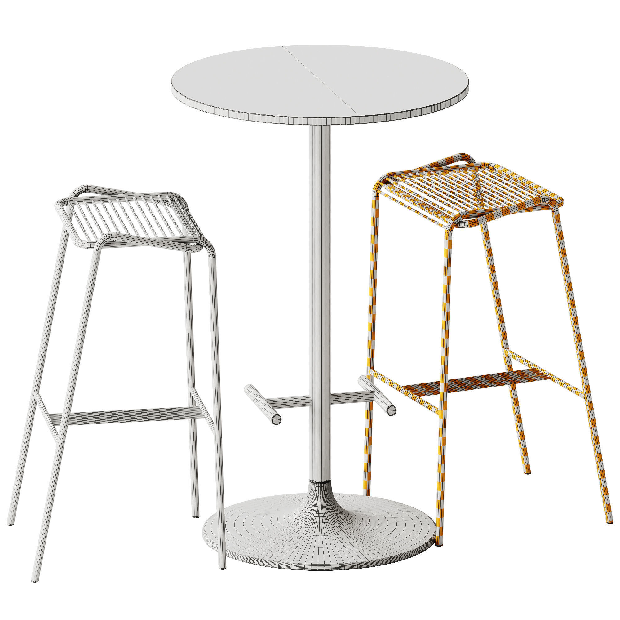 Casual Round High table by Bene and LeTube Bar 2 Stool by Artu 3D model_6