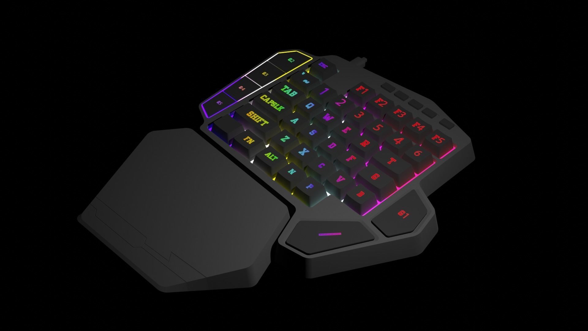 handed gaming keyboard Low-poly 3D model_5