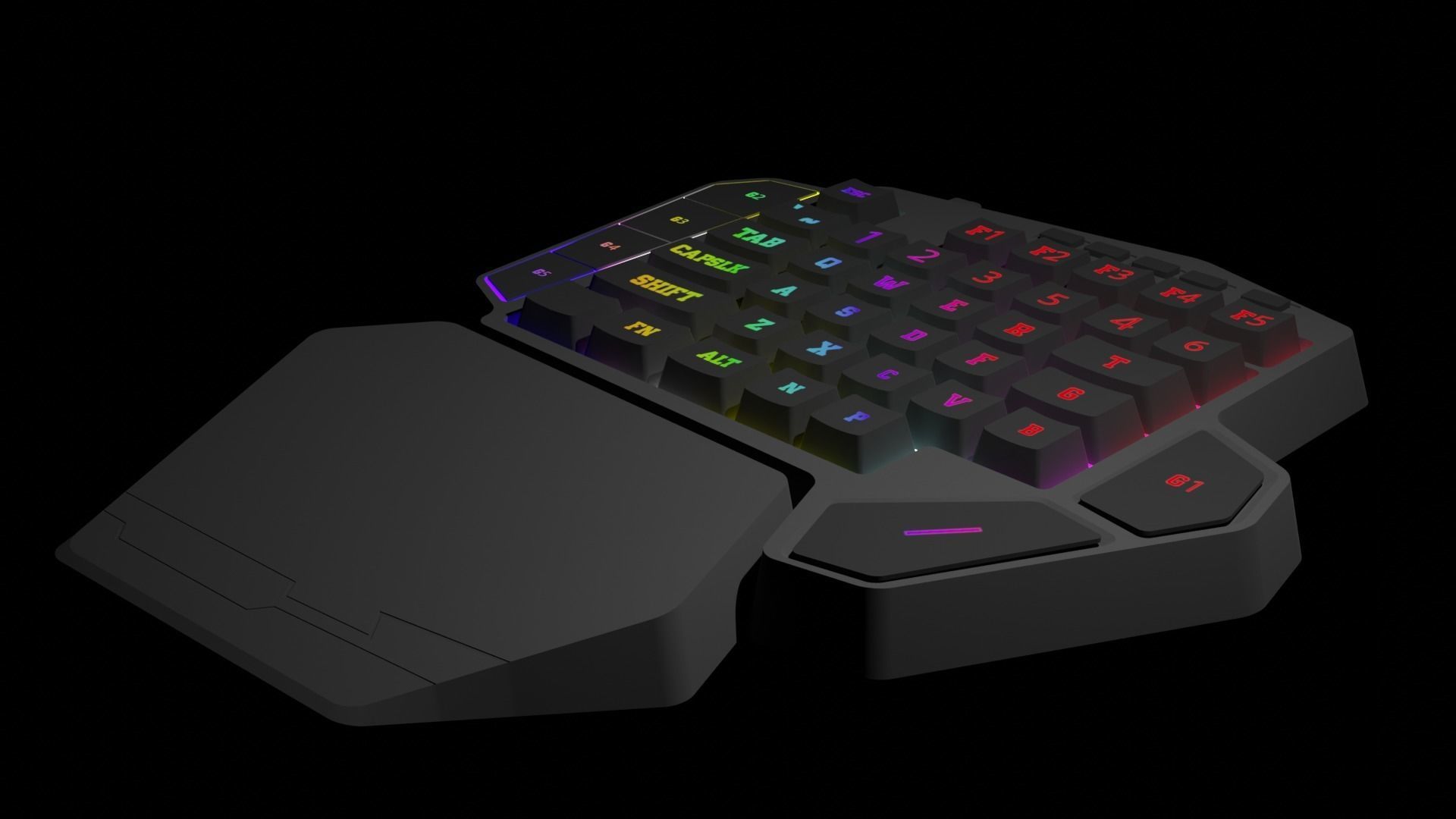 handed gaming keyboard Low-poly 3D model_4
