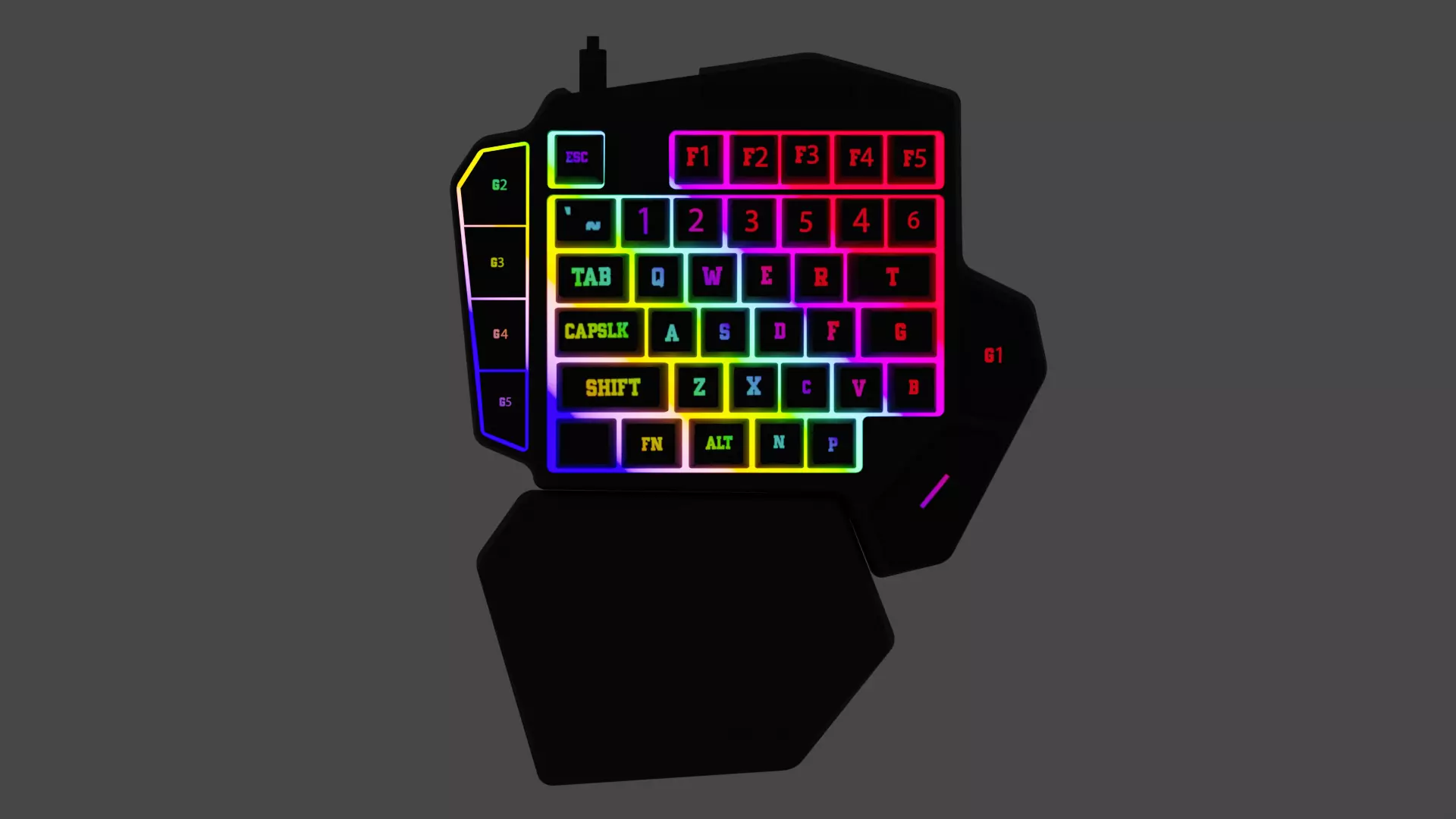 handed gaming keyboard Low-poly 3D model_0