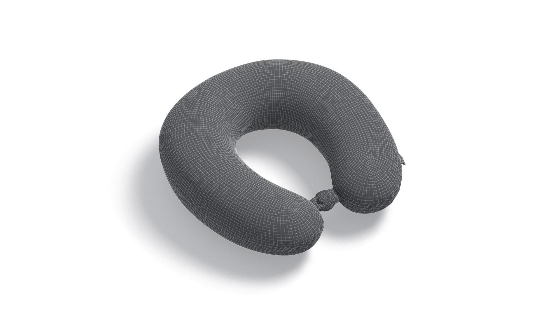 White Travel Pillow - neck head support cushion Low-poly 3D model_6