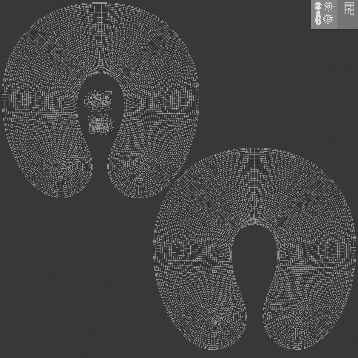 White Travel Pillow - neck head support cushion Low-poly 3D model_5