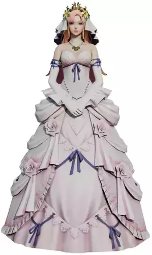 Cute and sexy female characters in wedding dress game characters