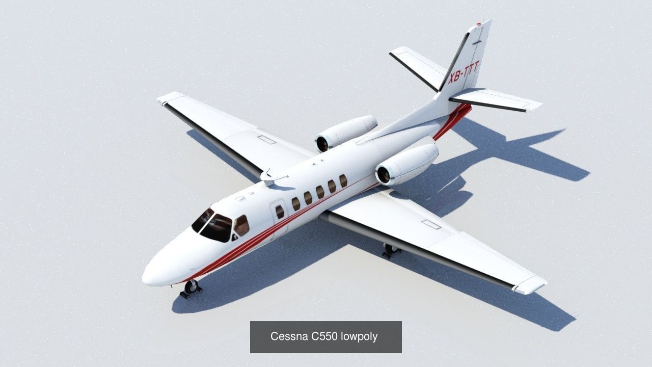 5 Static General Aviation Business Jet Pack Blank 3D Model Collection_4