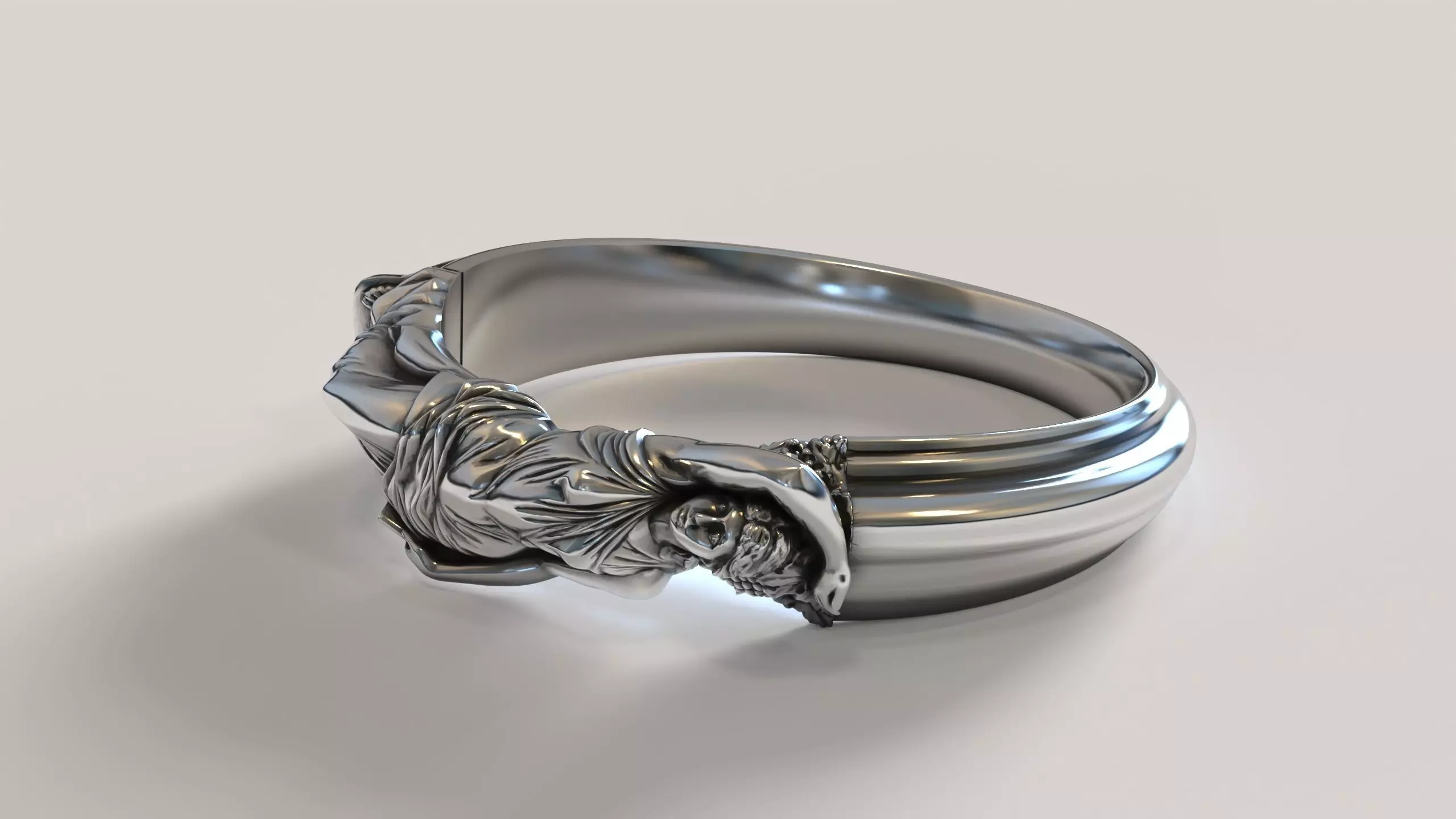 Woman on the ring Vines Ring faces woman 3D print model