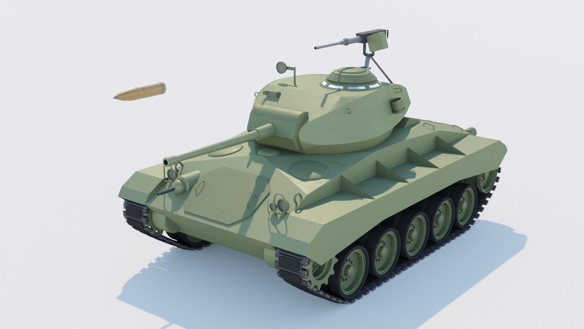 M24 Chfffee light tank Low-poly 3D model_1