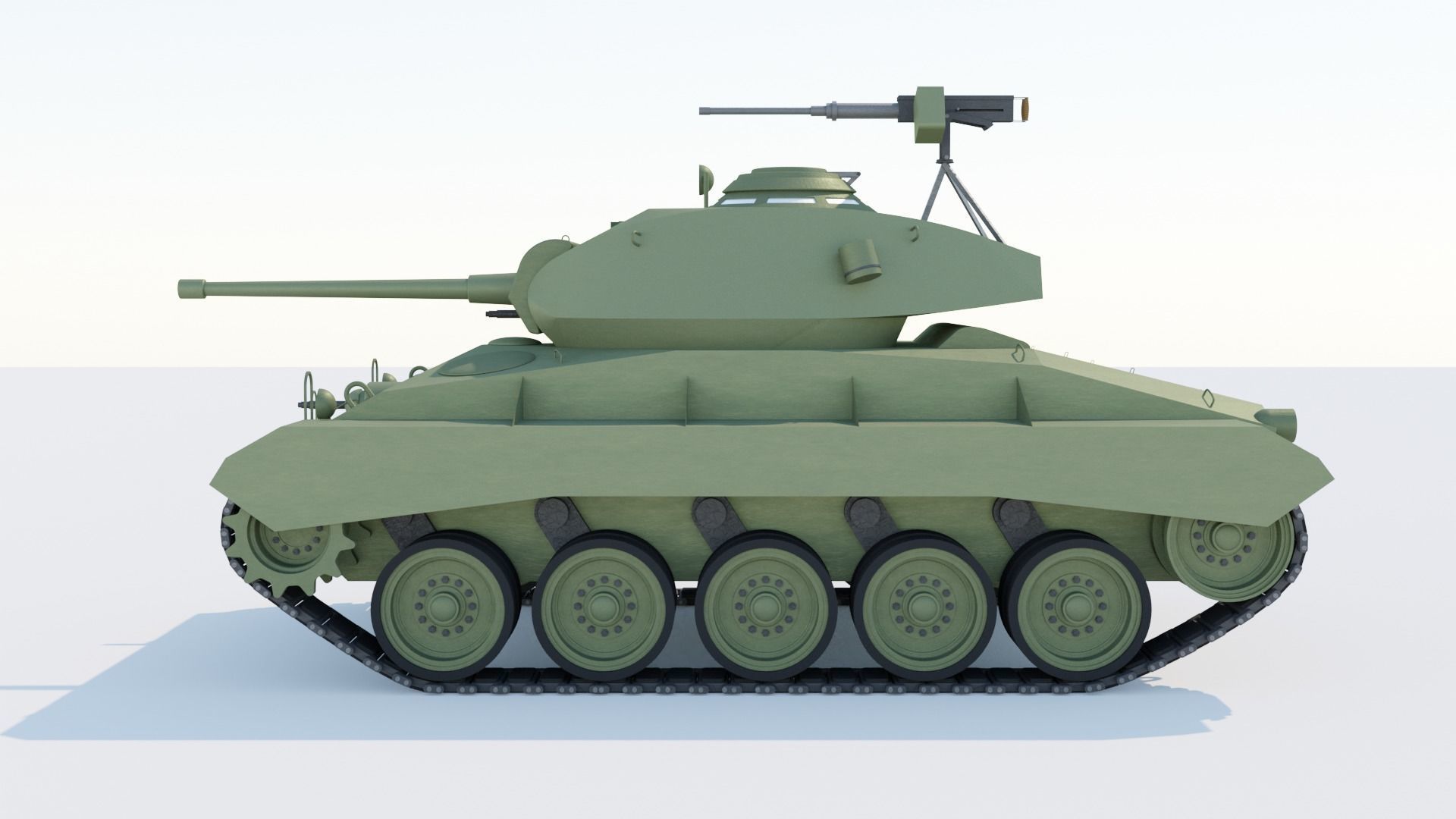 M24 Chfffee light tank Low-poly 3D model_2