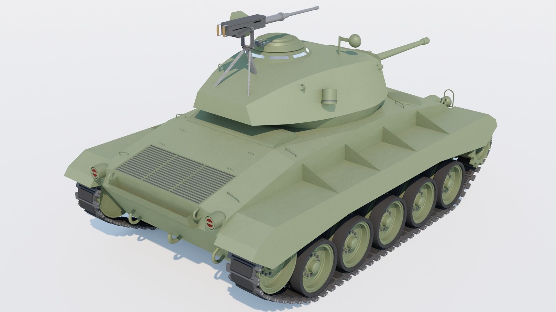 M24 Chfffee light tank Low-poly 3D model_5