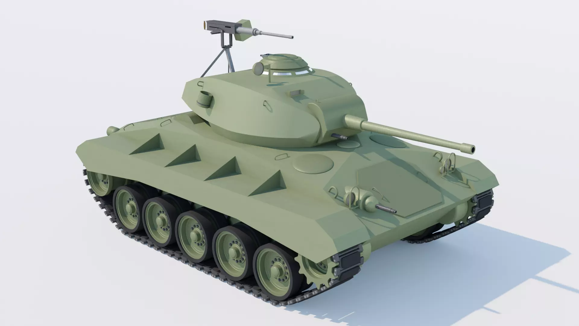 M24 Chfffee light tank Low-poly 3D model_0