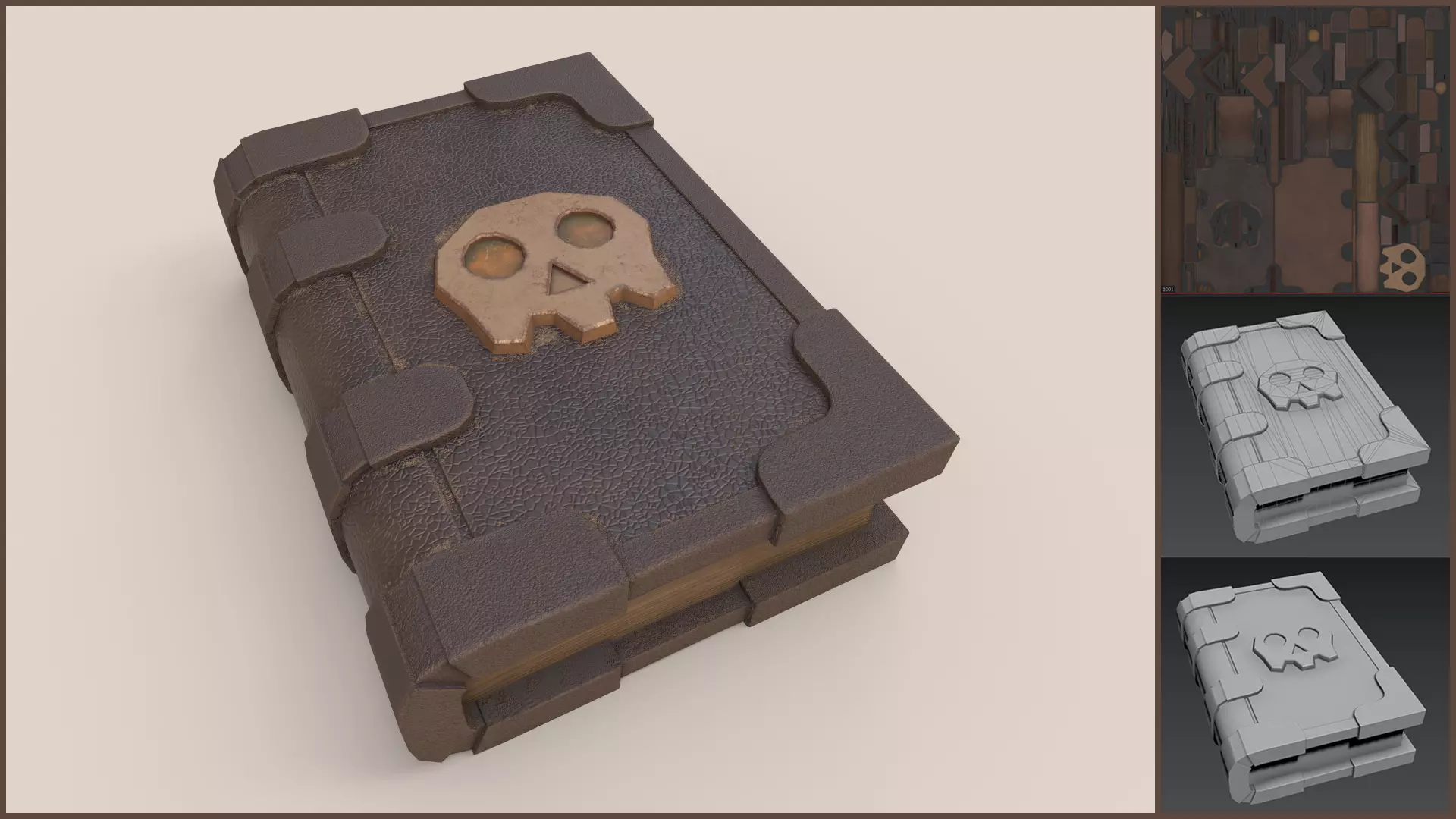Stylized Fantasy Skull Book Low-poly 3D model_0