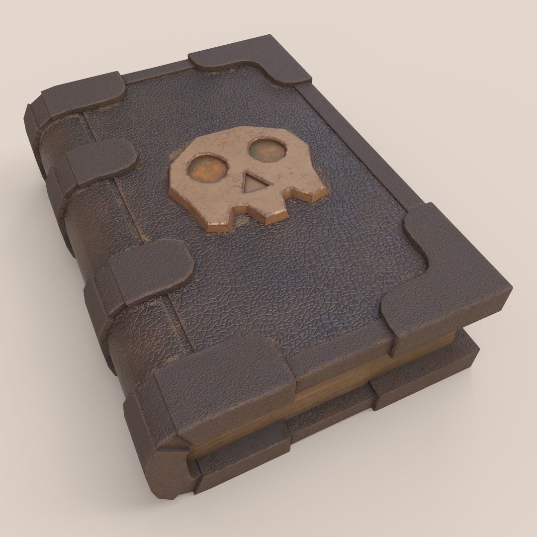 Stylized Fantasy Skull Book Low-poly 3D model_8