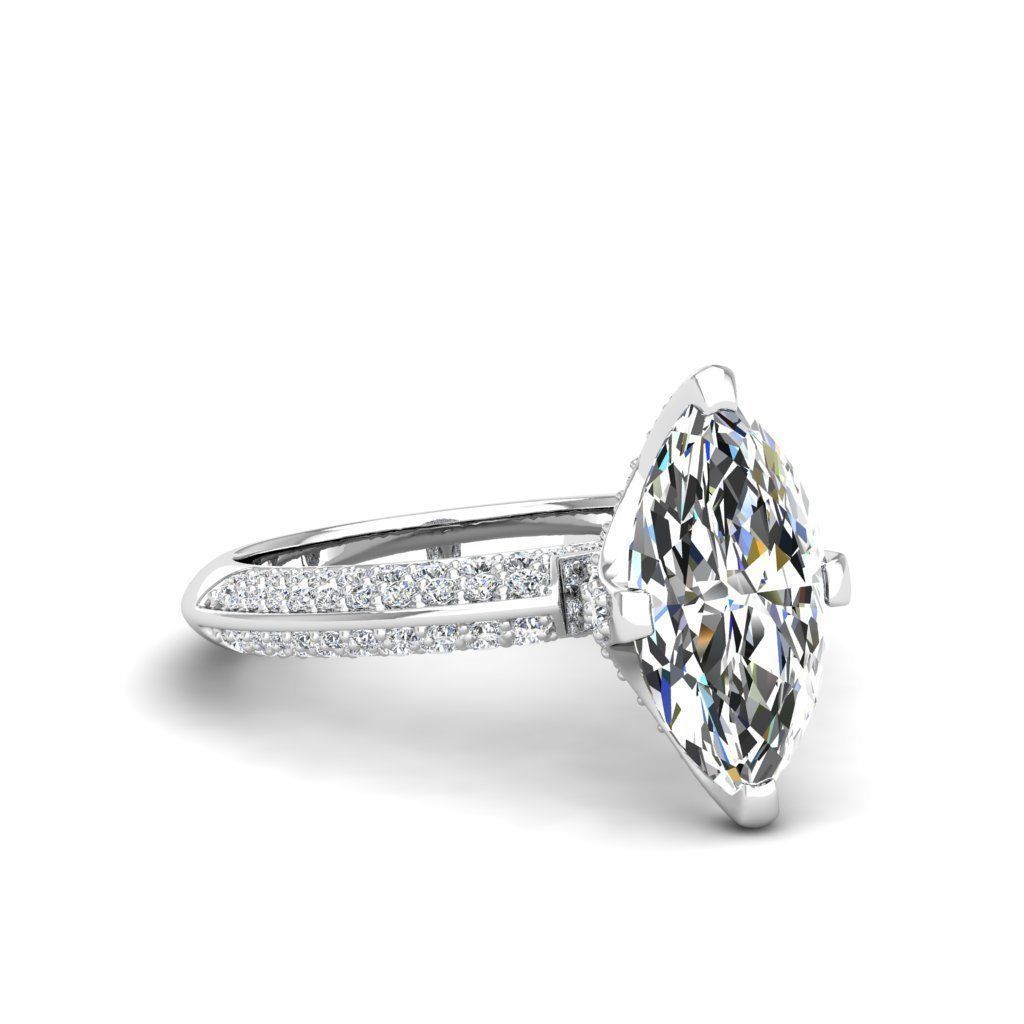 Engagement ring Stella marquise 3D print model_9