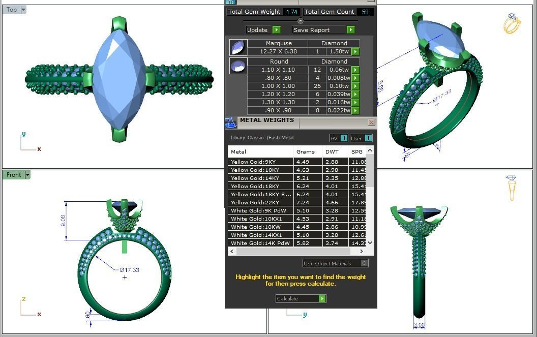 Engagement ring Stella marquise 3D print model_27