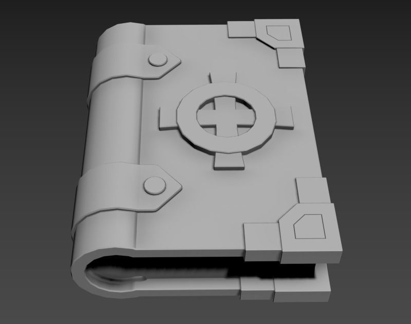 Fantasy Spellbook With Celtic Cross Low-poly 3D model_6