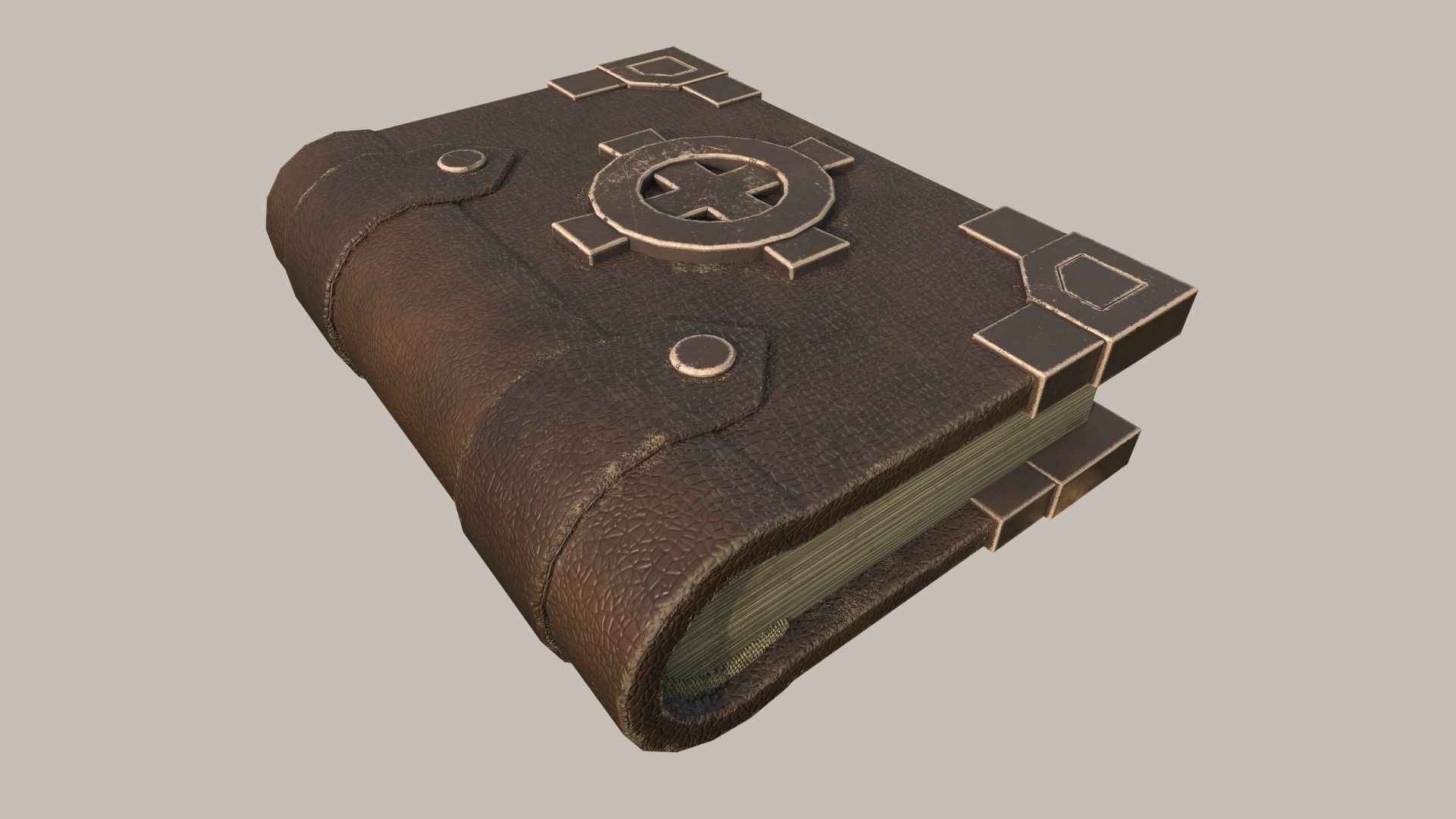 Fantasy Spellbook With Celtic Cross Low-poly 3D model_3