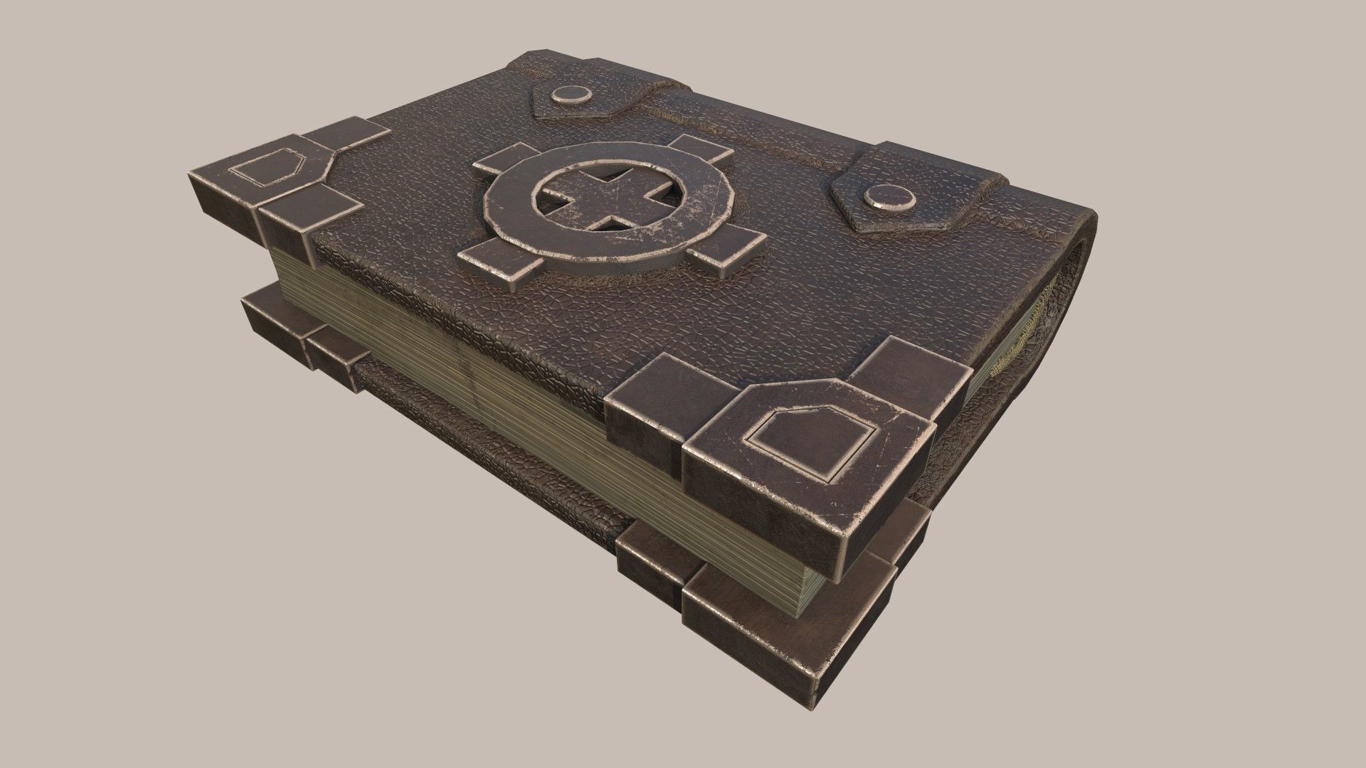 Fantasy Spellbook With Celtic Cross Low-poly 3D model_4