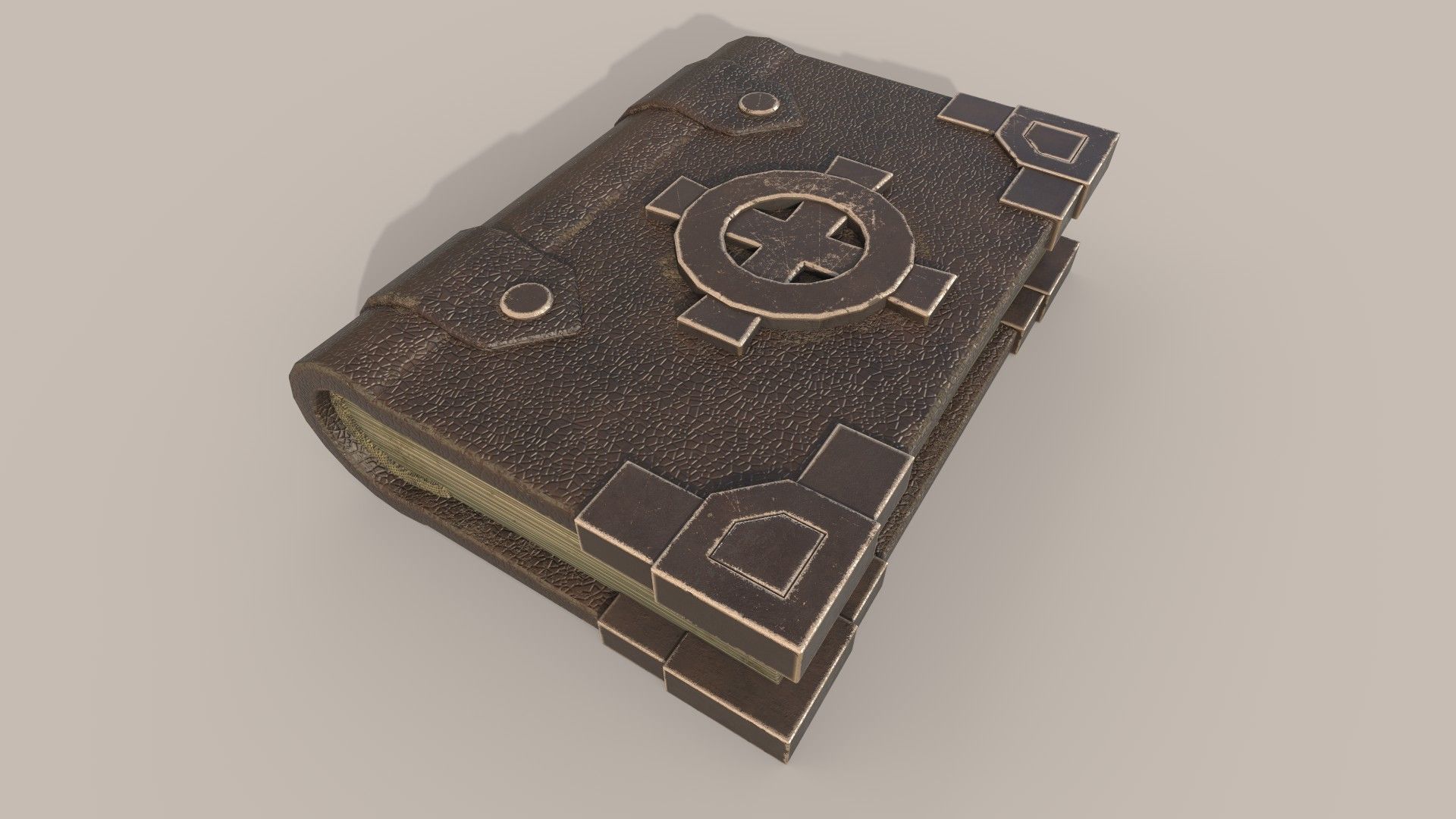 Fantasy Spellbook With Celtic Cross Low-poly 3D model_1