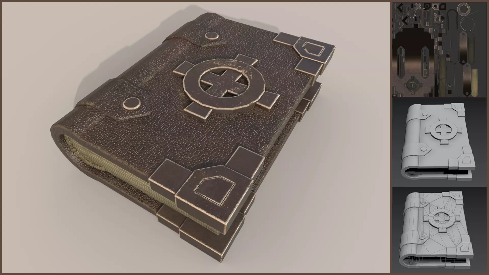 Fantasy Spellbook With Celtic Cross Low-poly 3D model_0