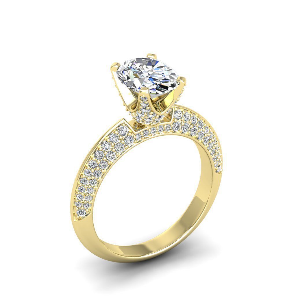 Engagement ring Stella oval 3D print model_12