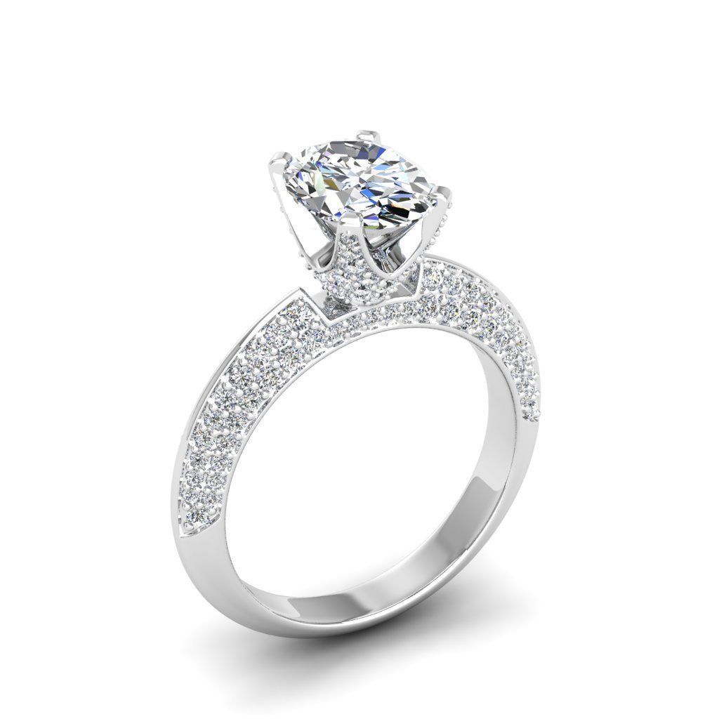 Engagement ring Stella oval 3D print model_6
