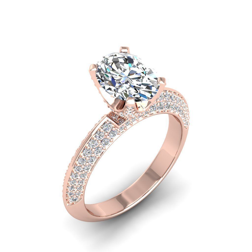 Engagement ring Stella oval 3D print model_5