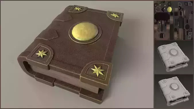 Stylized Spellbook with Magic Crystal