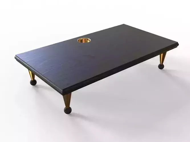 Monitor stand Wenge and brass 3D model