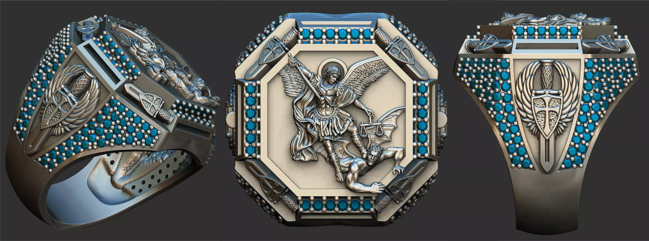 Saint Michael Sword Ring - Miguel 3D print model_0