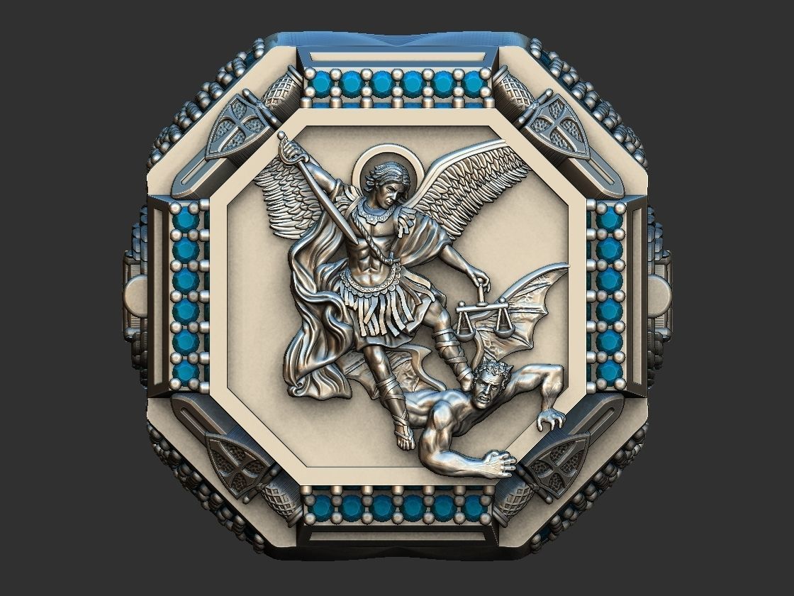 Saint Michael Sword Ring - Miguel 3D print model_1
